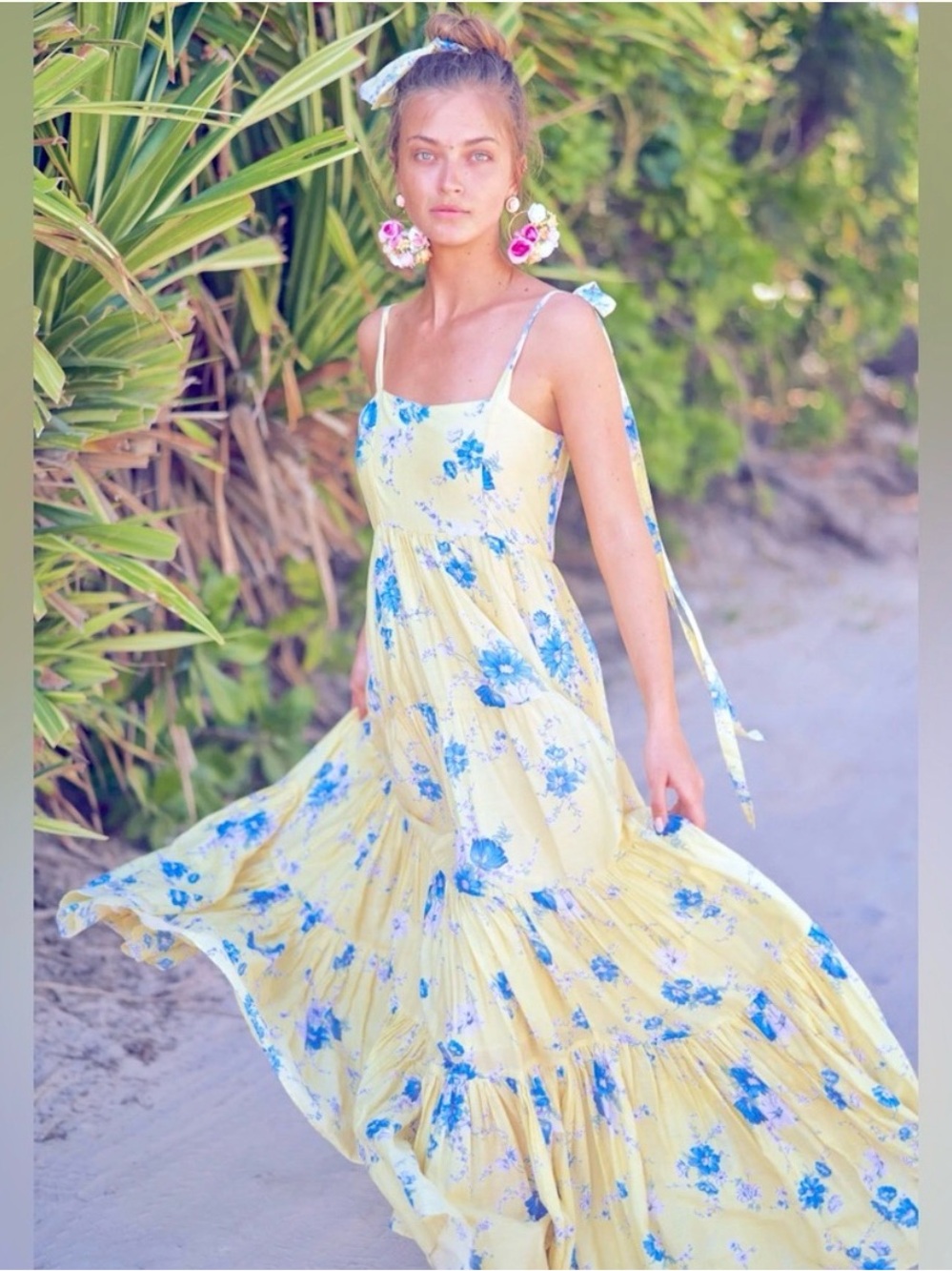 LoveShackFancy Burrows Maxi Dress Sunshower Garden Yellow Floral Size 2 - Picture 4 of 16